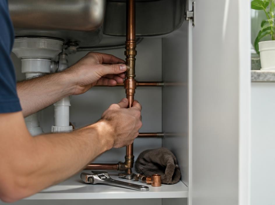 Plumbing professional at work